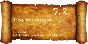Tiba Krisztofer névjegykártya